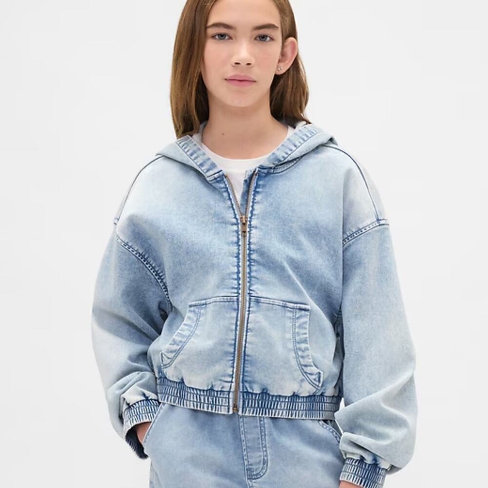 GAP Girls Light Wash Denim Hoodie